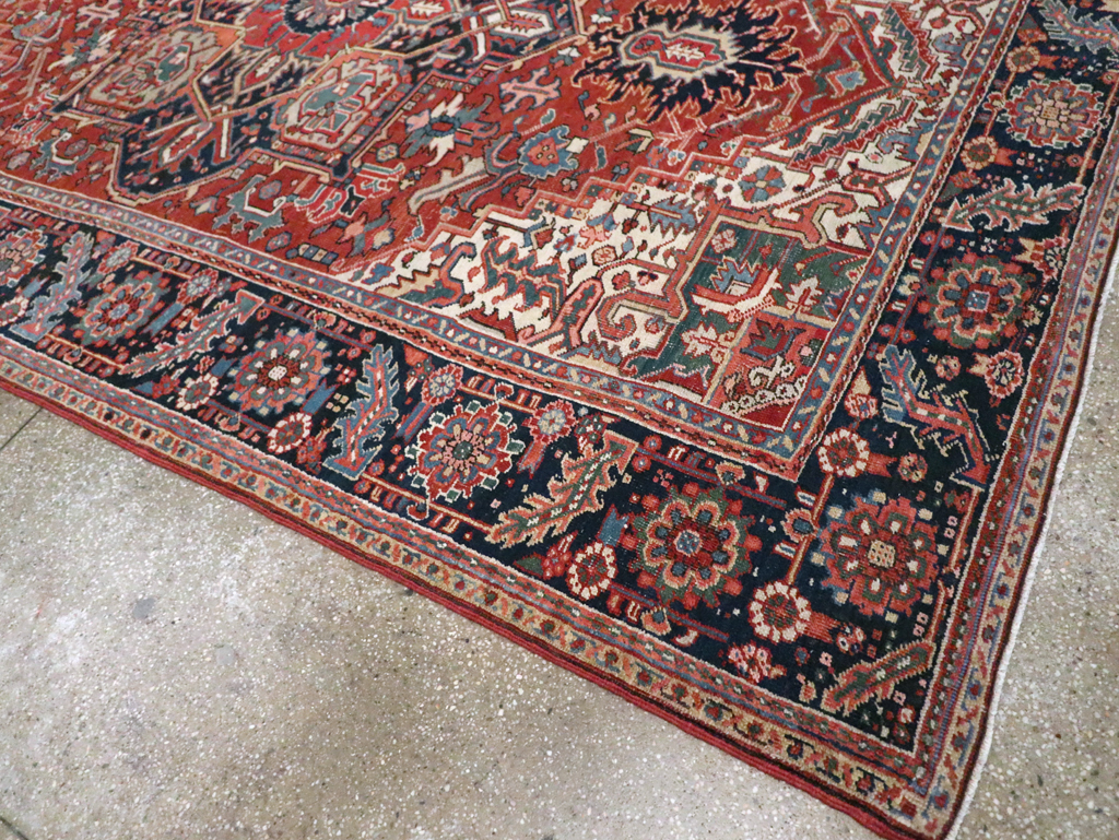 Vintage Persian Heriz Room Size Carpet, No.29332 - Gsblank
