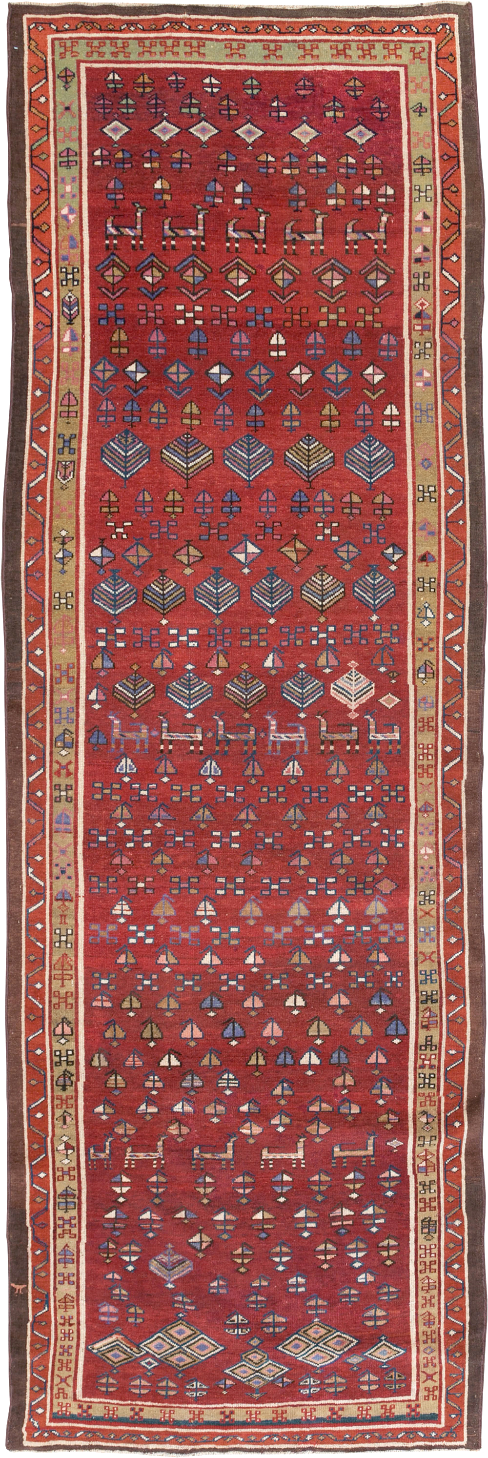 Vintage Persian Kurd Wide Gallery Runner, No.29333 - Gsblank