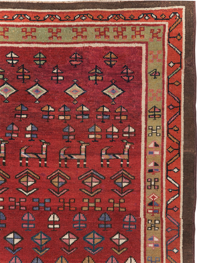 Vintage Persian Kurd Wide Gallery Runner, No.29333 - Gsblank