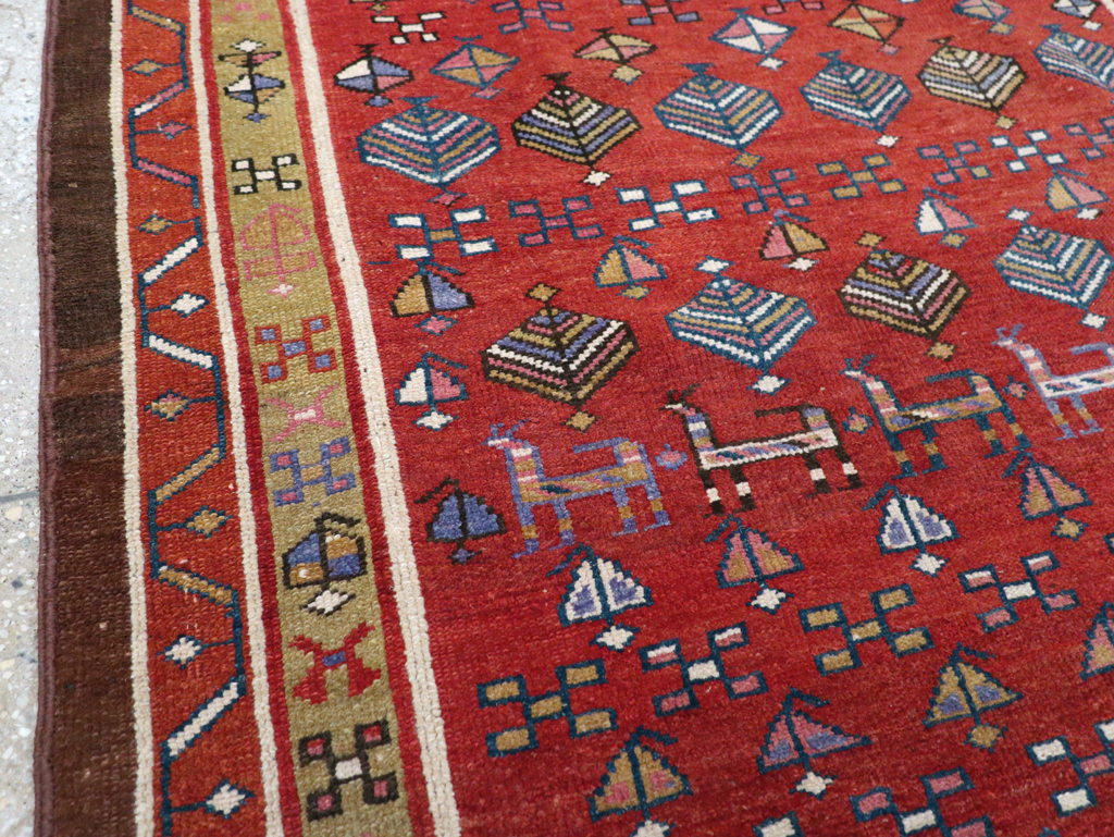 Vintage Persian Kurd Wide Gallery Runner, No.29333 - Gsblank
