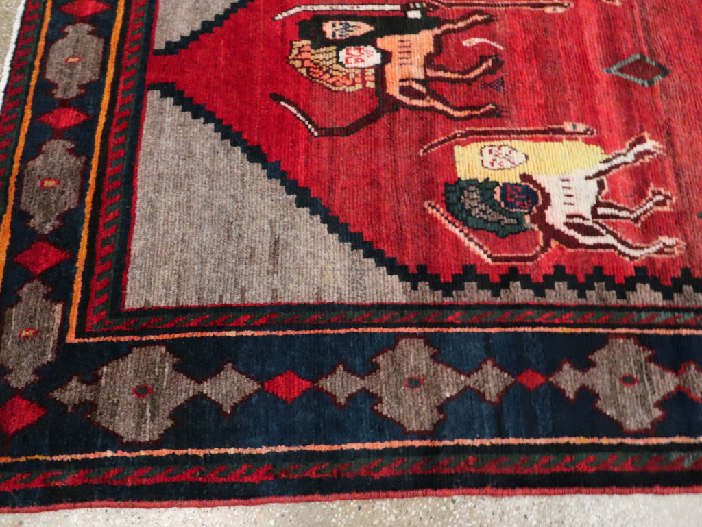 Vintage Persian Pictorial Bakhtiari Rug, No.29346 - Gsblank