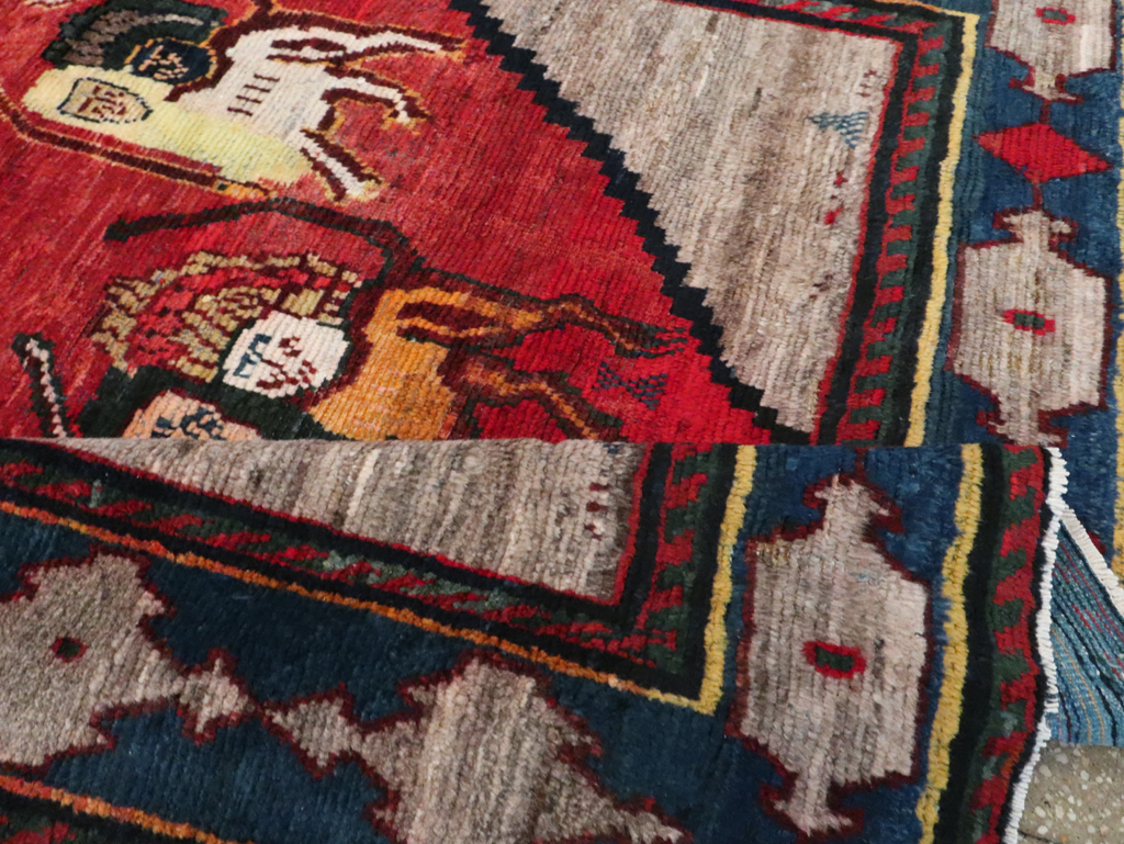 Vintage Persian Pictorial Bakhtiari Rug, No.29346 - Gsblank