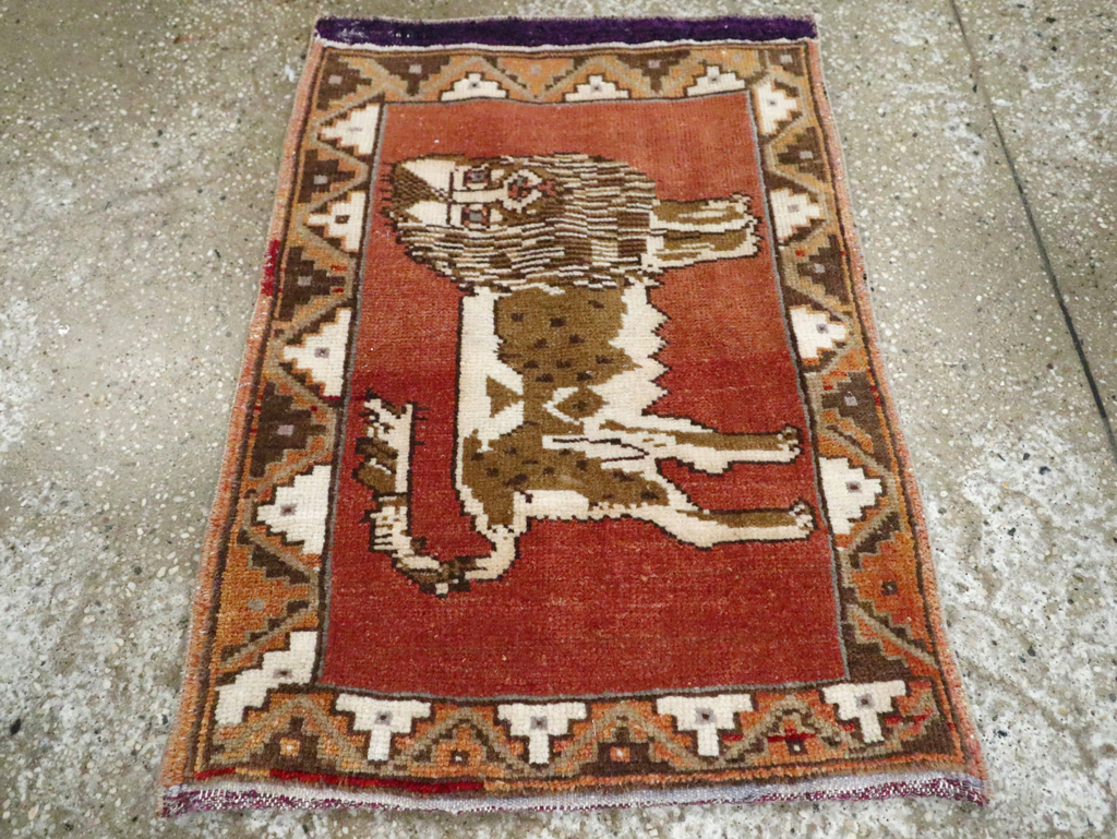 Vintage Turkish Anatolian Pictorial Rug (Pair: 1 of 2), No.29349 - Gsblank