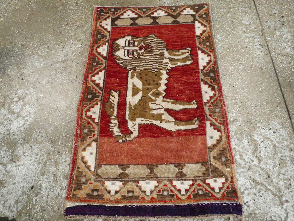 Vintage Turkish Anatolian Pictorial Rug (Pair: 2 of 2), No.29350 - Gsblank