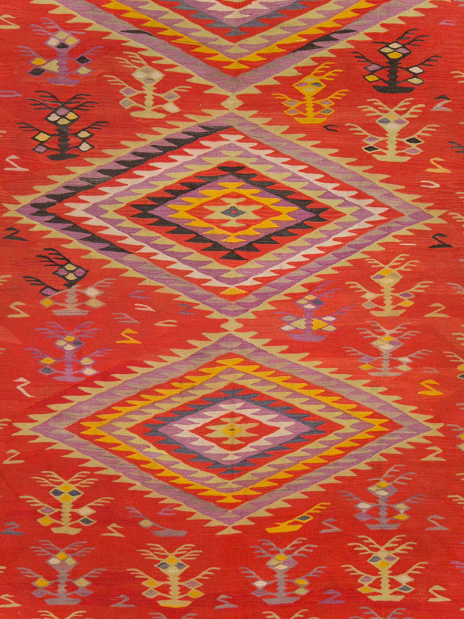 Vintage Turkish Flatweave Kilim Room Size Carpet, No.29355 - Gsblank