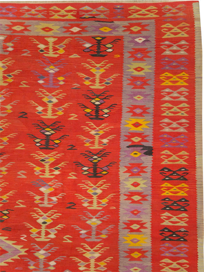 Vintage Turkish Flatweave Kilim Room Size Carpet, No.29355 - Gsblank