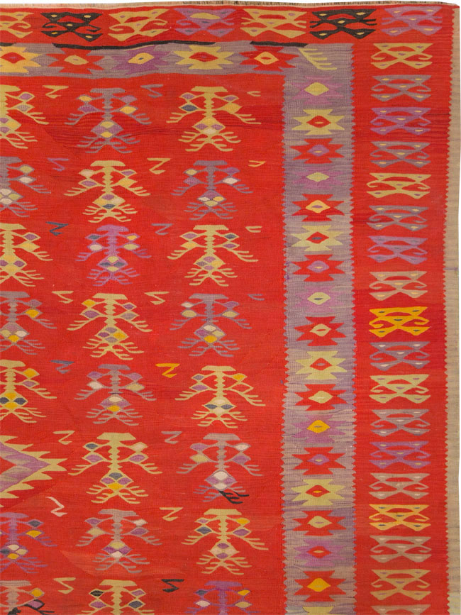 Vintage Turkish Flatweave Kilim Room Size Carpet, No.29355 - Gsblank