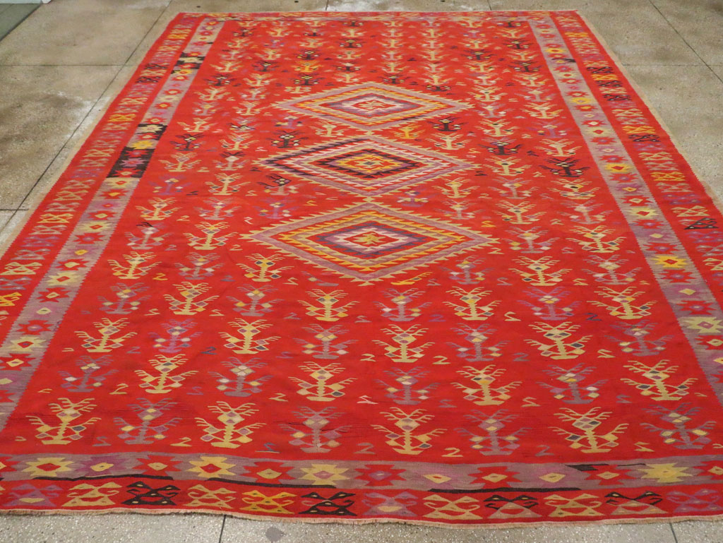 Vintage Turkish Flatweave Kilim Room Size Carpet, No.29355 - Gsblank