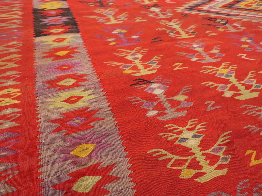 Vintage Turkish Flatweave Kilim Room Size Carpet, No.29355 - Gsblank