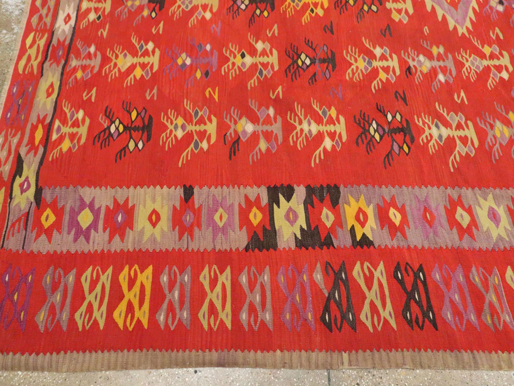 Vintage Turkish Flatweave Kilim Room Size Carpet, No.29355 - Gsblank