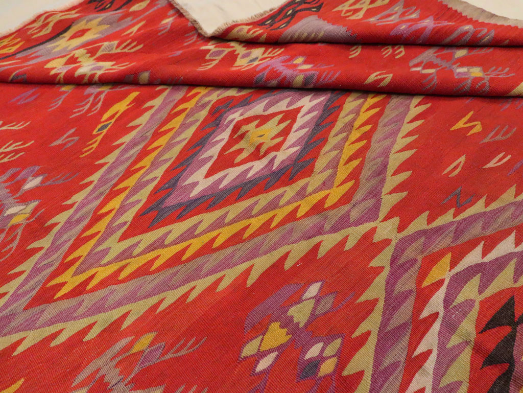 Vintage Turkish Flatweave Kilim Room Size Carpet, No.29355 - Gsblank