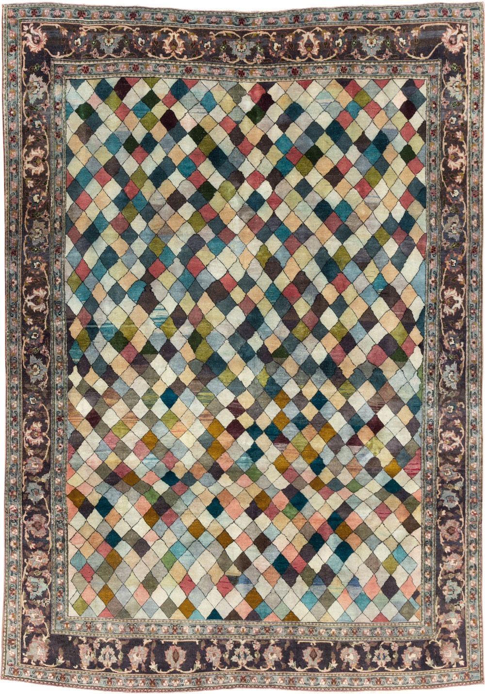 Vintage Persian Art Deco Mahal Accent Carpet, No.29361 - Gsblank