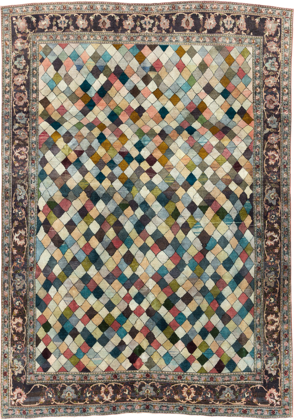 Vintage Persian Art Deco Mahal Accent Carpet, No.29361 - Gsblank