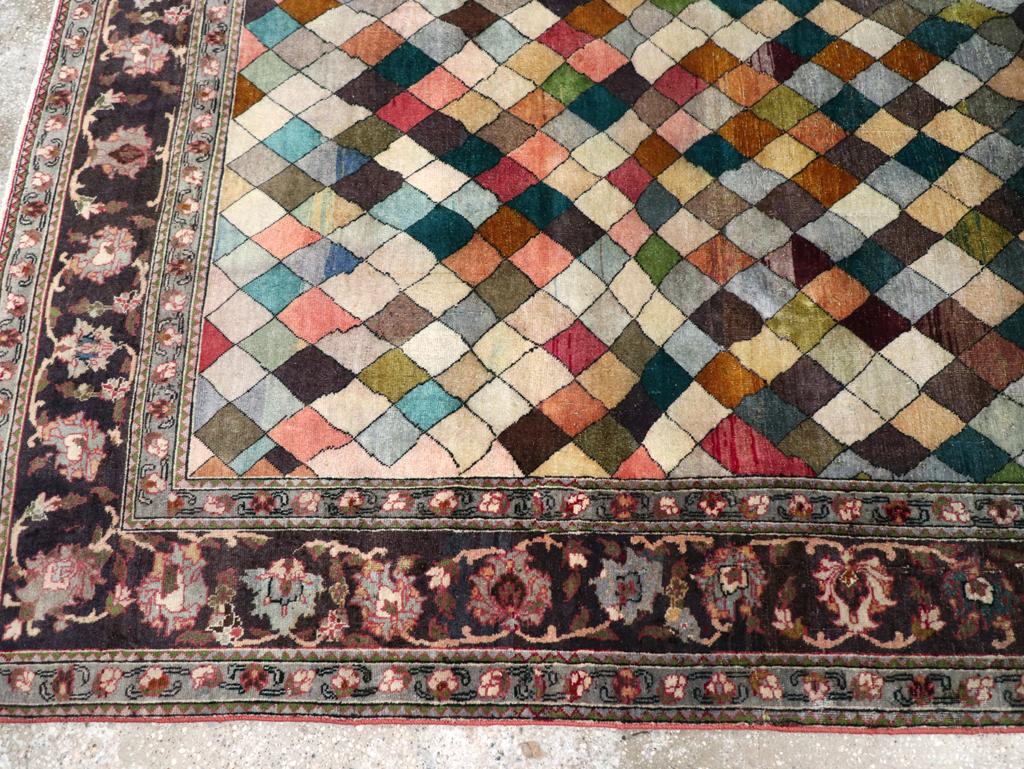 Vintage Persian Art Deco Mahal Accent Carpet, No.29361 - Gsblank