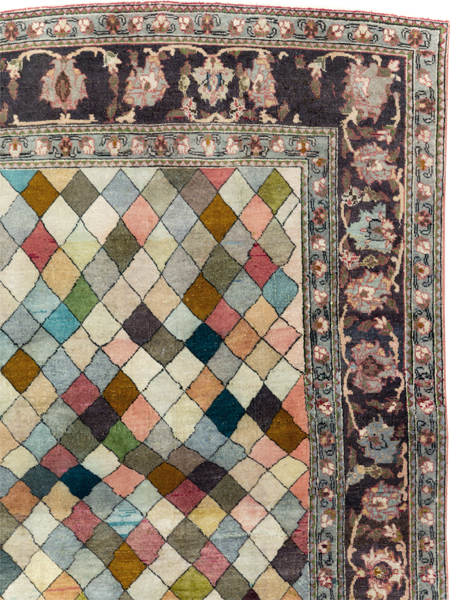 Vintage Persian Art Deco Mahal Accent Carpet, No.29361 - Gsblank