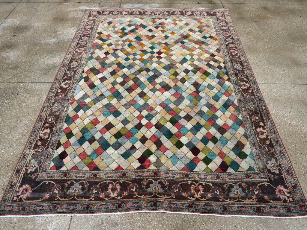 Vintage Persian Art Deco Mahal Accent Carpet, No.29361 - Gsblank