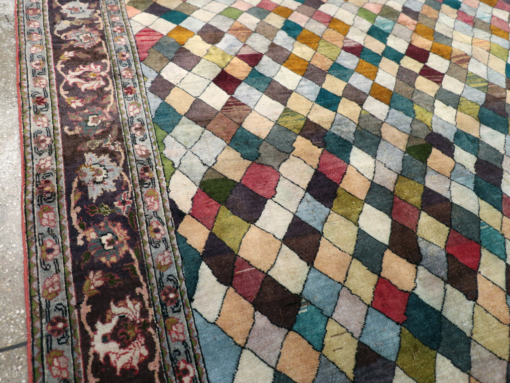 Vintage Persian Art Deco Mahal Accent Carpet, No.29361 - Gsblank