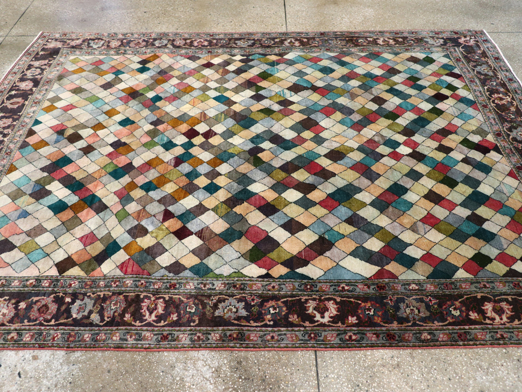 Vintage Persian Art Deco Mahal Accent Carpet, No.29361 - Gsblank