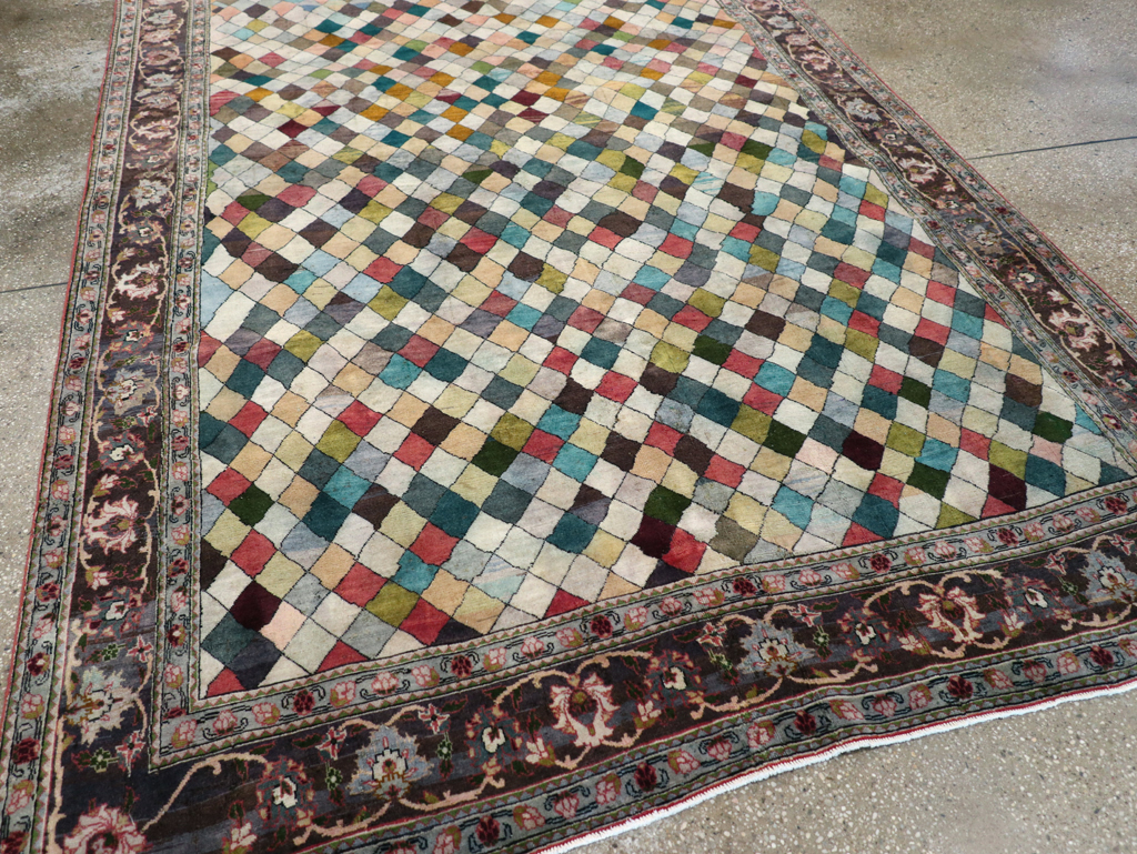 Vintage Persian Art Deco Mahal Accent Carpet, No.29361 - Gsblank