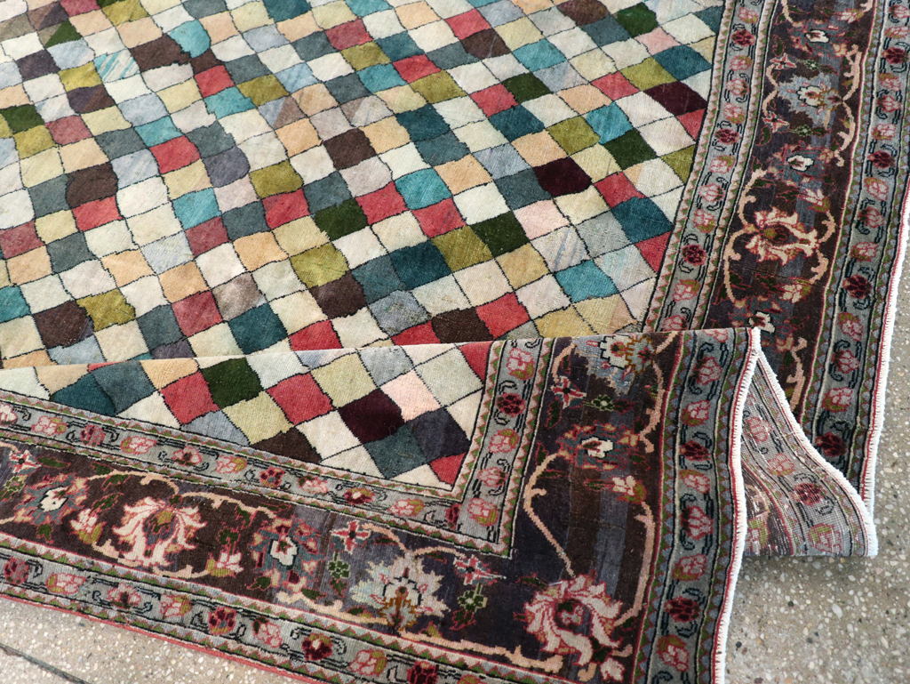 Vintage Persian Art Deco Mahal Accent Carpet, No.29361 - Gsblank
