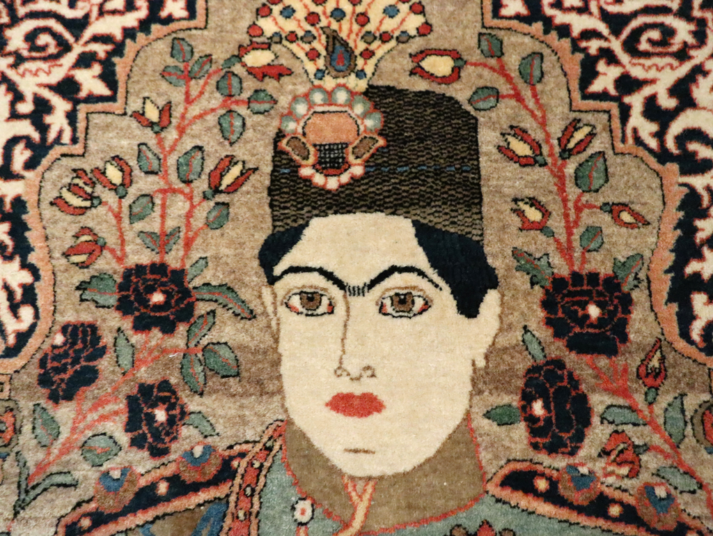 Antique Persian Dabir Kashan Pictorial Rug, No.29376 - Gsblank