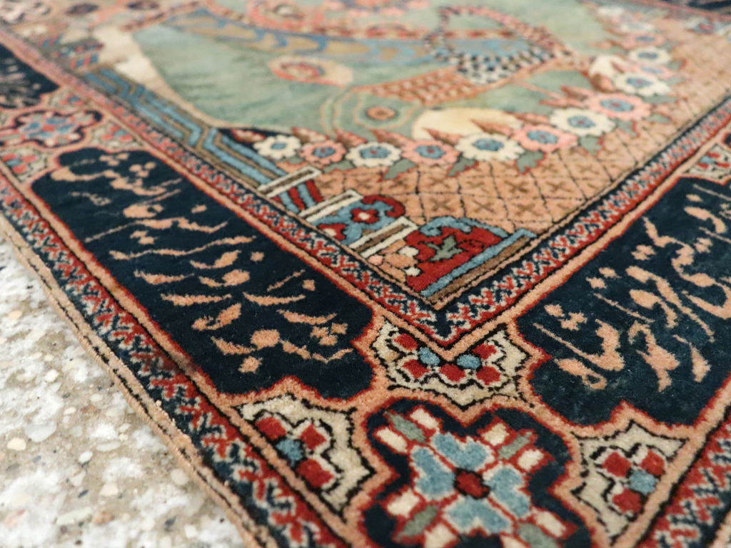 Antique Persian Dabir Kashan Pictorial Rug, No.29376 - Gsblank