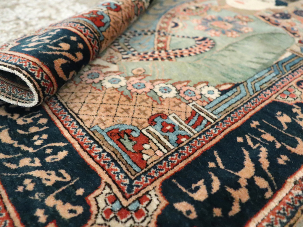 Antique Persian Dabir Kashan Pictorial Rug, No.29376 - Gsblank