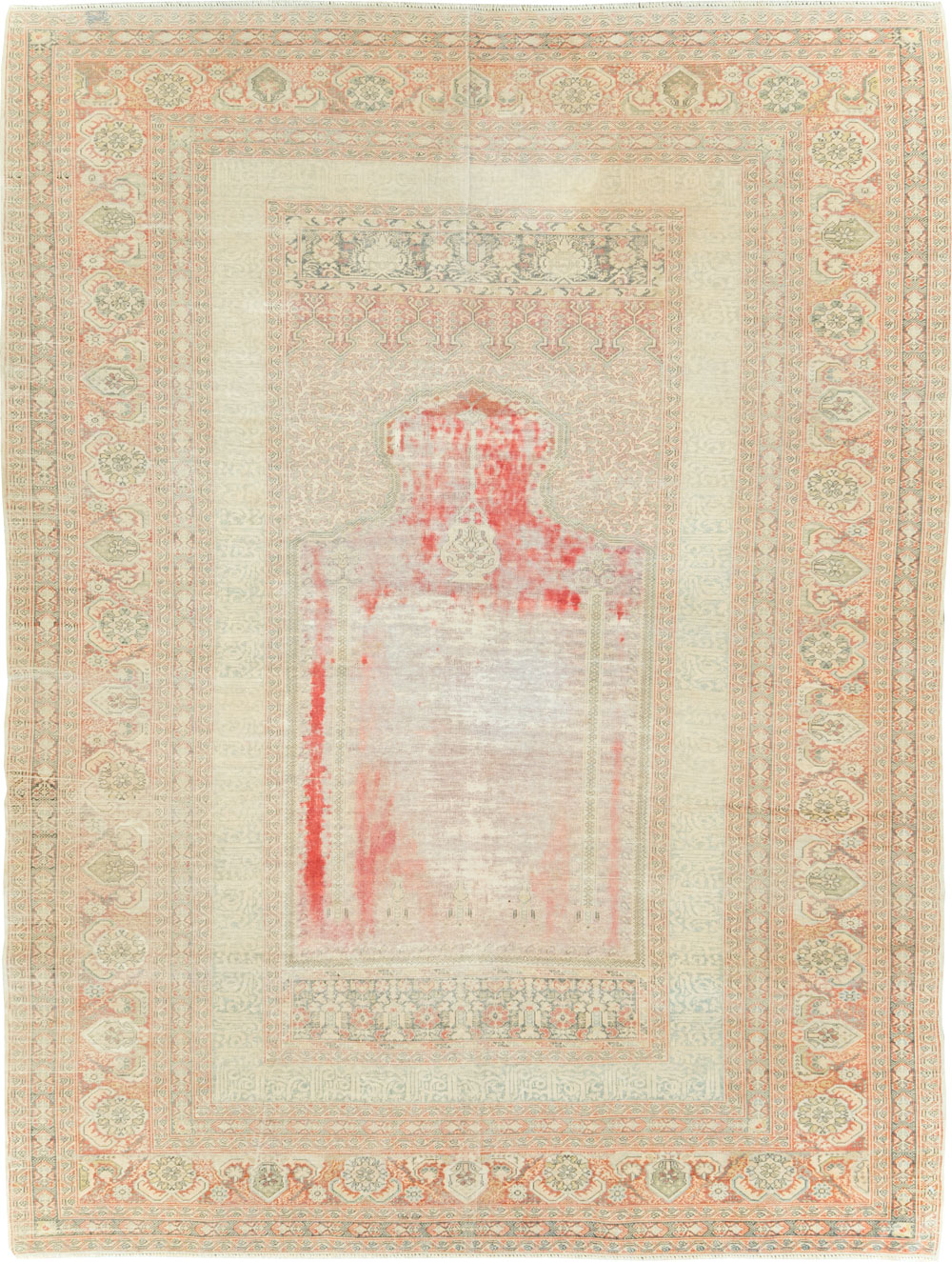 Distressed Antique Turkish Kayseri Accent Rug, No.29392 - Gsblank