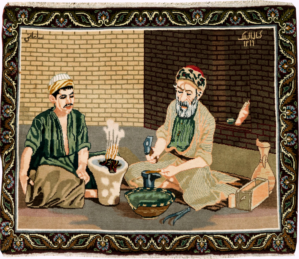 Vintage Persian Tabriz Pictorial Rug, No.29408 - Gsblank