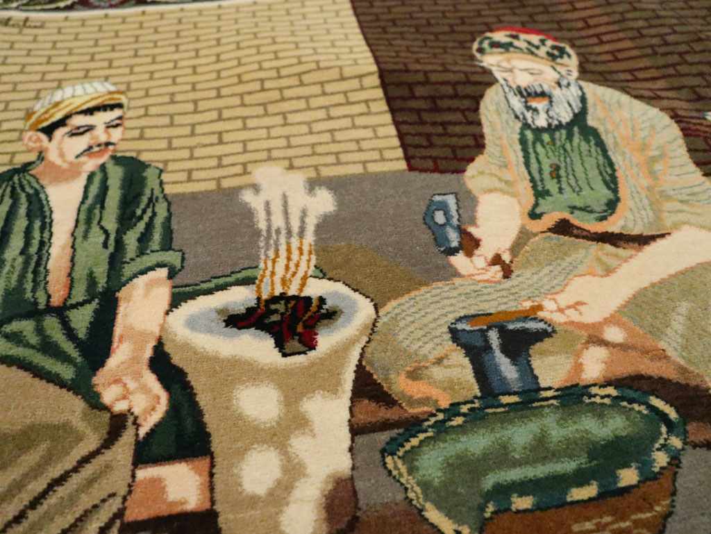 Vintage Persian Tabriz Pictorial Rug, No.29408 - Gsblank