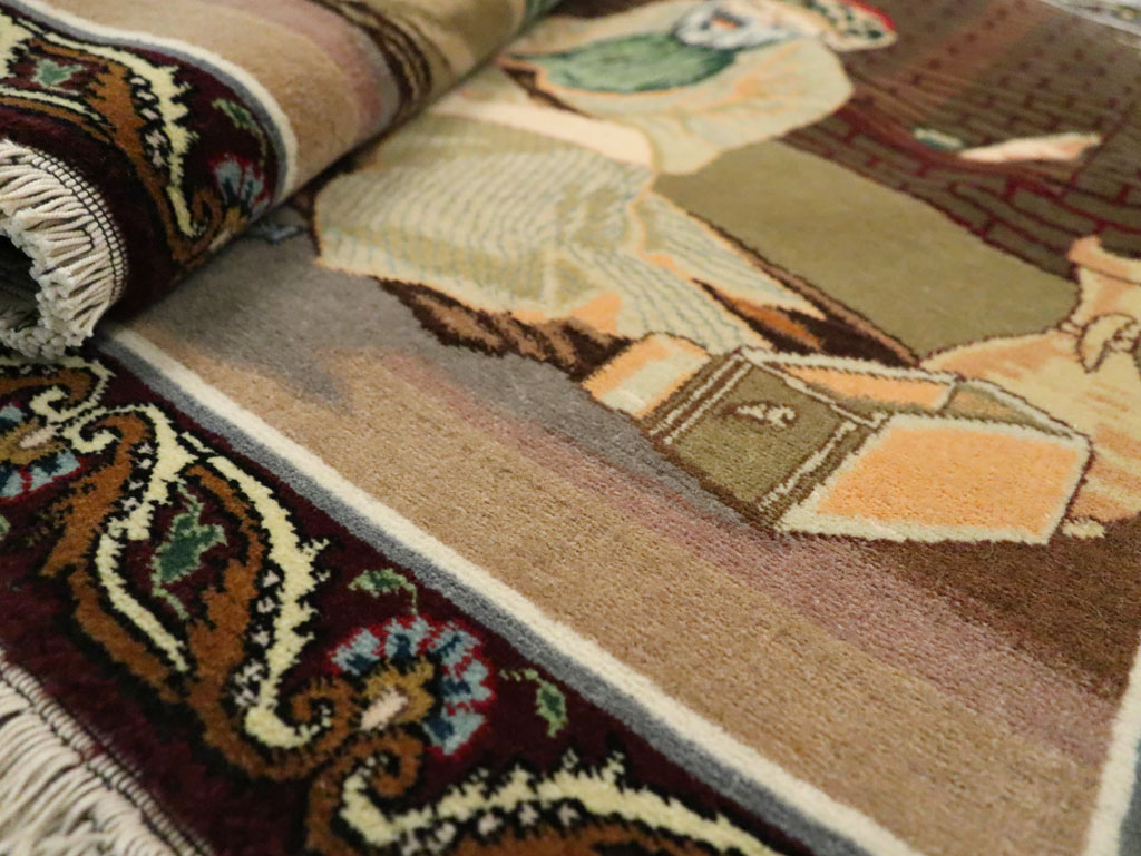 Vintage Persian Tabriz Pictorial Rug, No.29408 - Gsblank