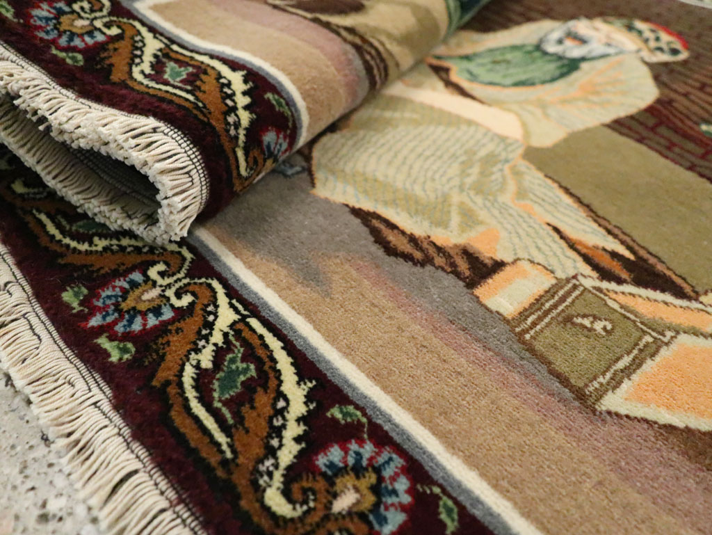 Vintage Persian Tabriz Pictorial Rug, No.29408 - Gsblank