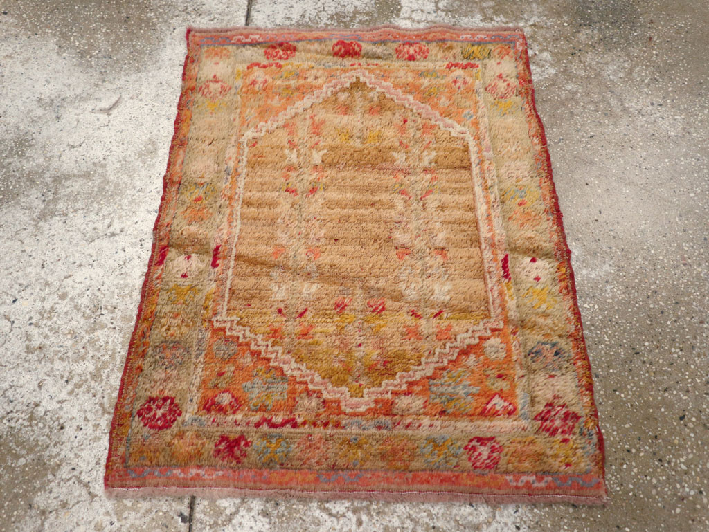 Antique Turkish Angora Oushak Throw Rug, No.29412 - Gsblank