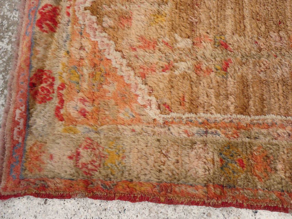 Antique Turkish Angora Oushak Throw Rug, No.29412 - Gsblank