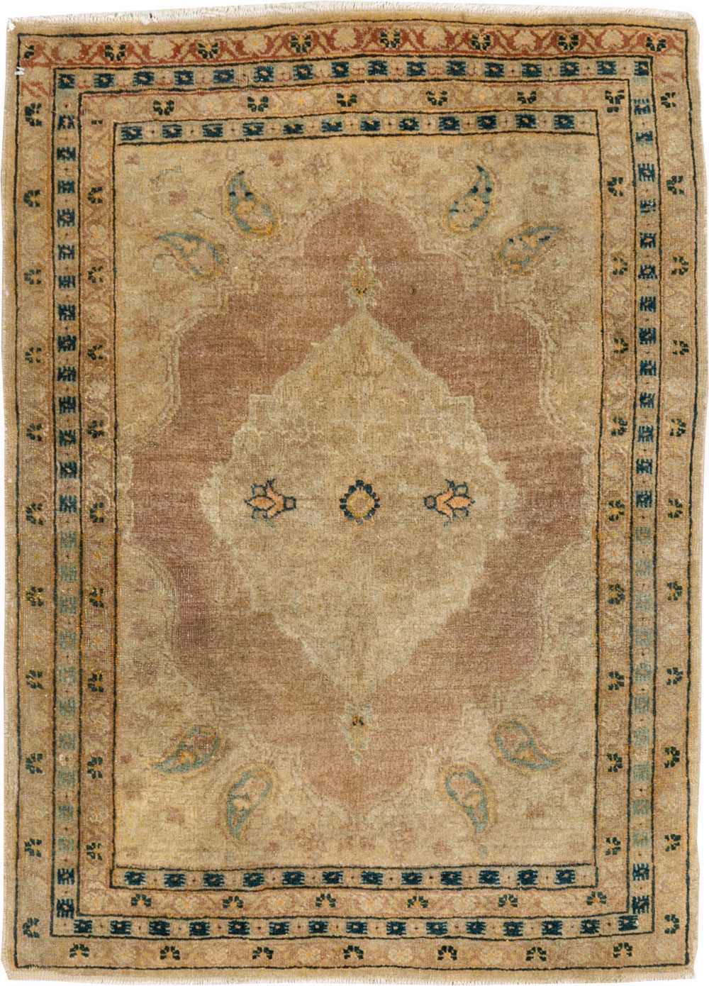 Antique Persian Tabriz Throw Rug, No.29414 - Gsblank