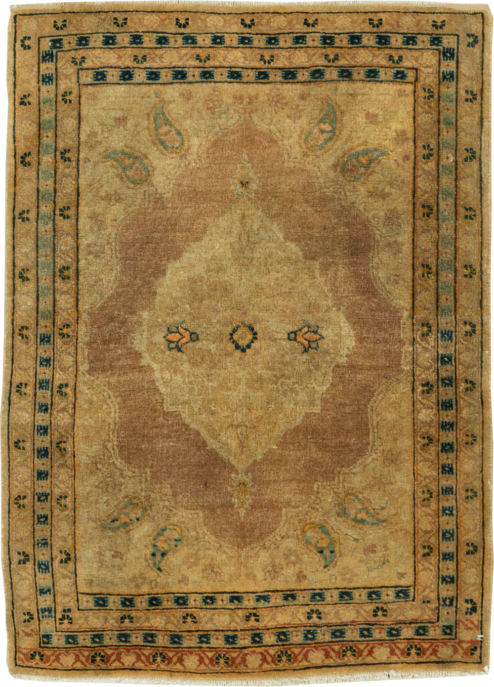 Antique Persian Tabriz Throw Rug, No.29414 - Gsblank