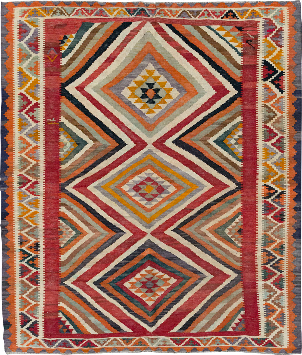Vintage Persian Flatweave Kilim Accent Rug, No.29453 - Gsblank