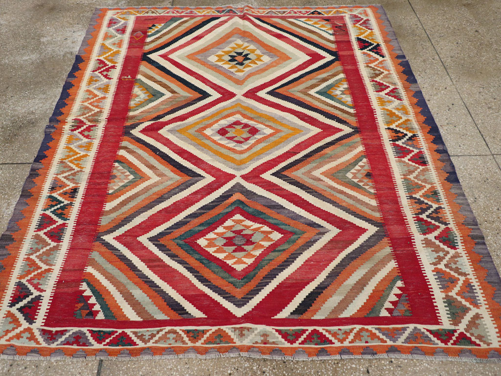 Vintage Persian Flatweave Kilim Accent Rug, No.29453 - Gsblank