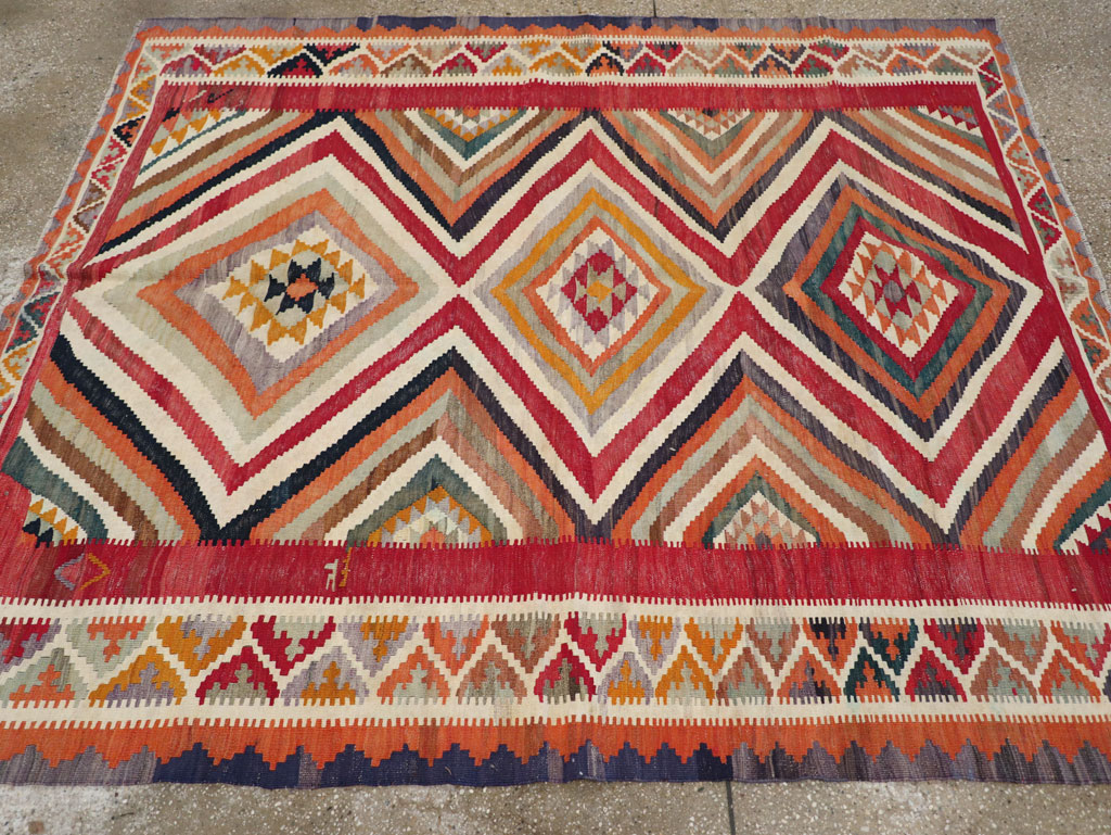 Vintage Persian Flatweave Kilim Accent Rug, No.29453 - Gsblank