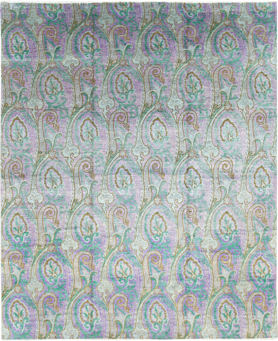 Contemporary Turkish Peacock Inspired Room Size Carpet, No.29461 - Gsblank