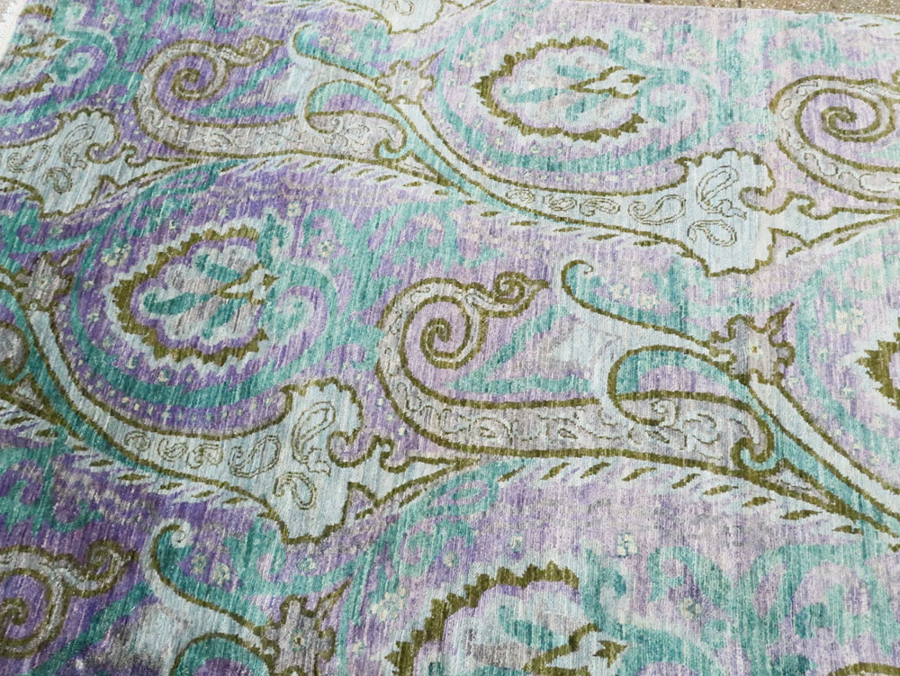 Contemporary Turkish Peacock Inspired Room Size Carpet, No.29461 - Gsblank