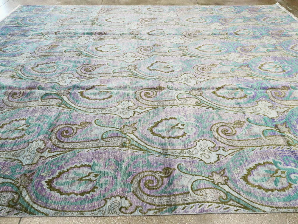 Contemporary Turkish Peacock Inspired Room Size Carpet, No.29461 - Gsblank