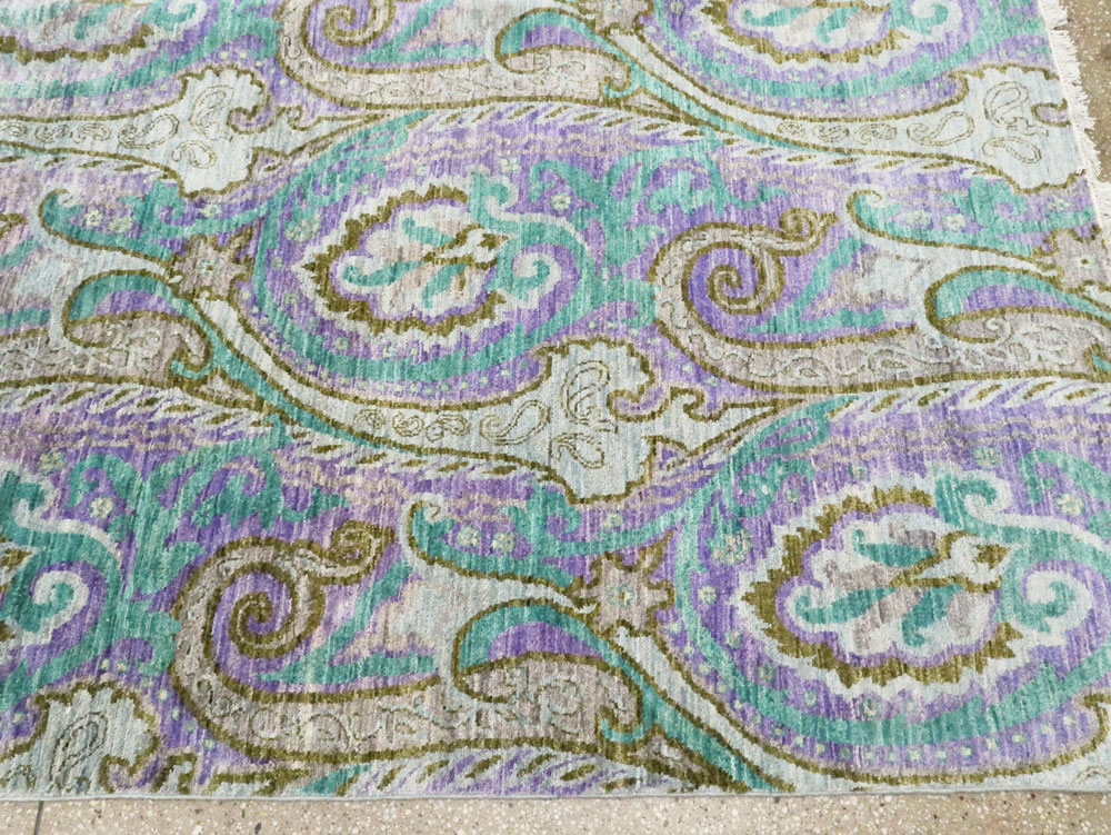 Contemporary Turkish Peacock Inspired Room Size Carpet, No.29461 - Gsblank