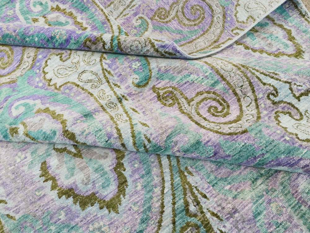Contemporary Turkish Peacock Inspired Room Size Carpet, No.29461 - Gsblank