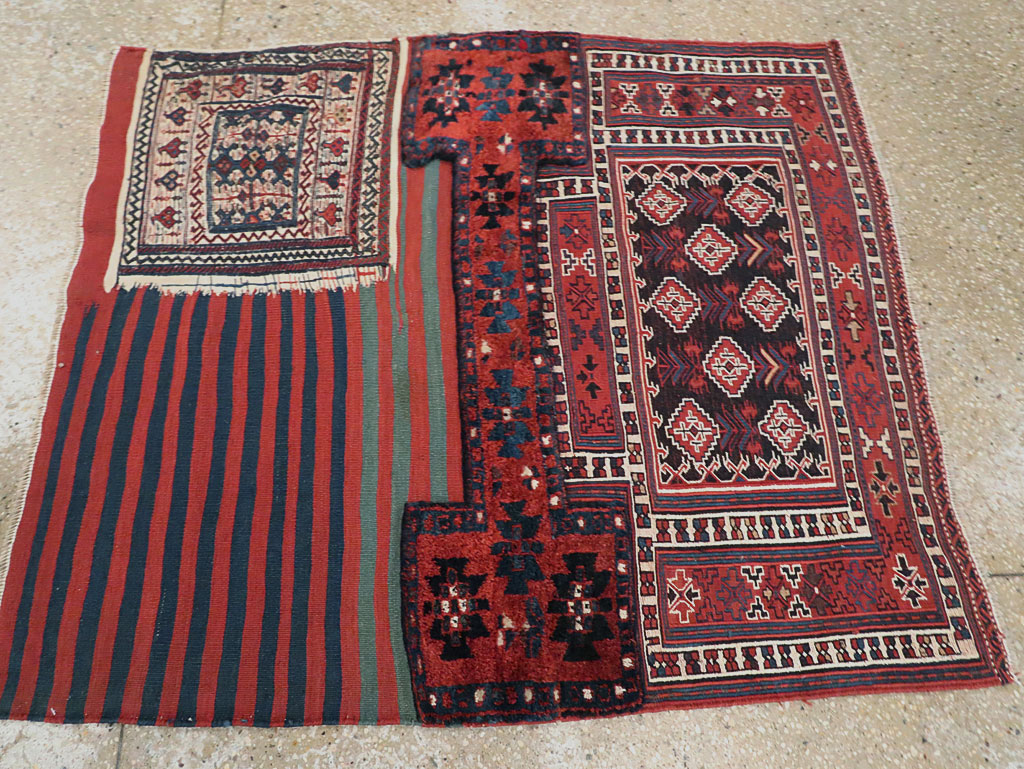 Vintage Persian Chaharmahal Bakhtiari Tacheh Flatweave Kilim , No.29473 - Gsblank
