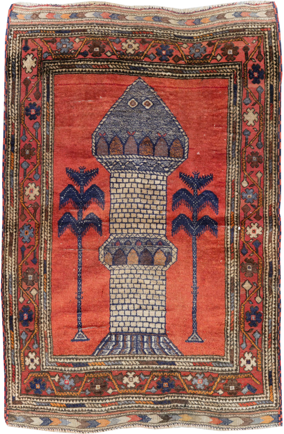 Vintage Central Asian Baluch Throw Rug, No.29517 - Gsblank