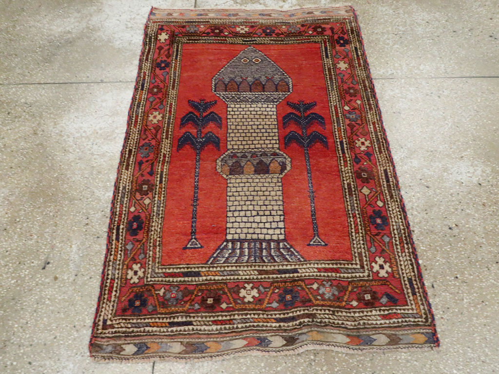Vintage Central Asian Baluch Throw Rug, No.29517 - Gsblank