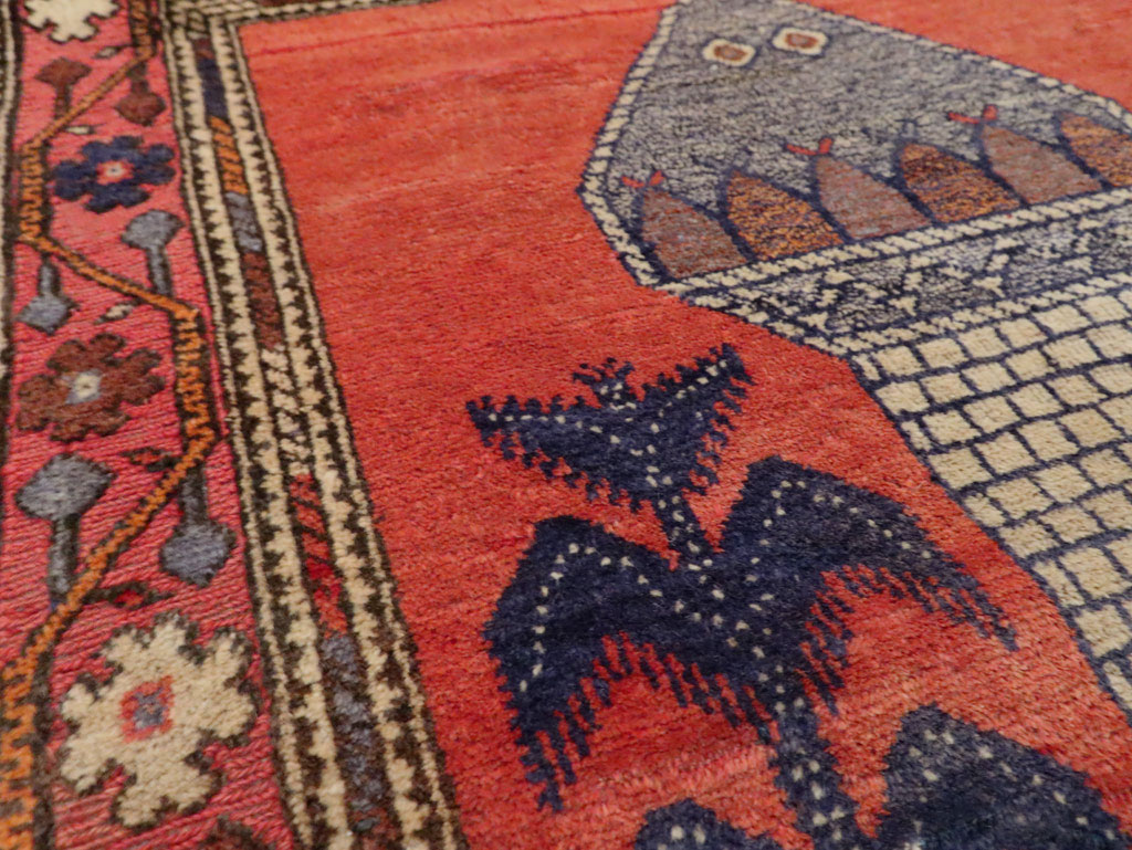 Vintage Central Asian Baluch Throw Rug, No.29517 - Gsblank