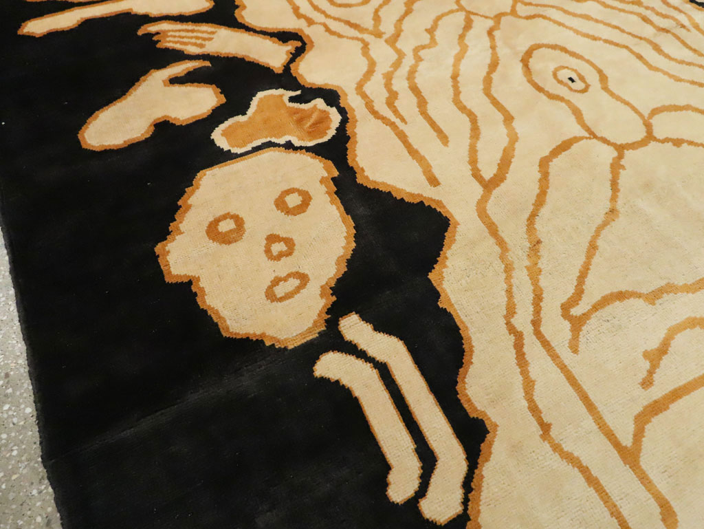 Tibetan Inspired Modern Buddhist Tantric Skeleton Ritual Rug, No.29523 - Gsblank