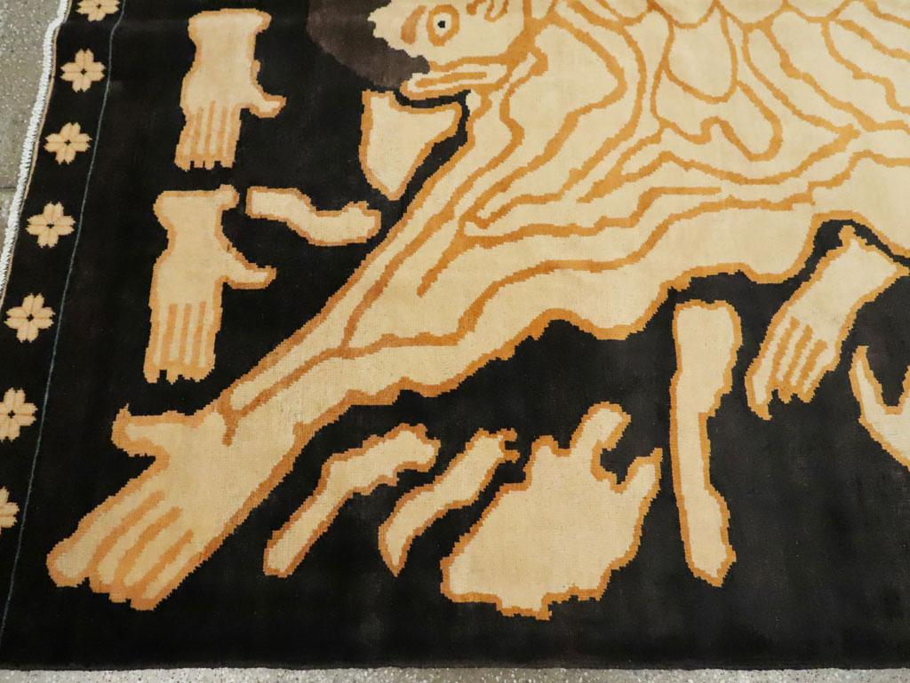 Tibetan Inspired Modern Buddhist Tantric Skeleton Ritual Rug, No.29523 - Gsblank